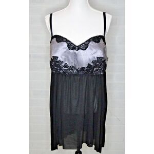 Cacique Seriously Sexy Lingerie Nightie Two piece Black and‎ gray Size 22/24 NWT